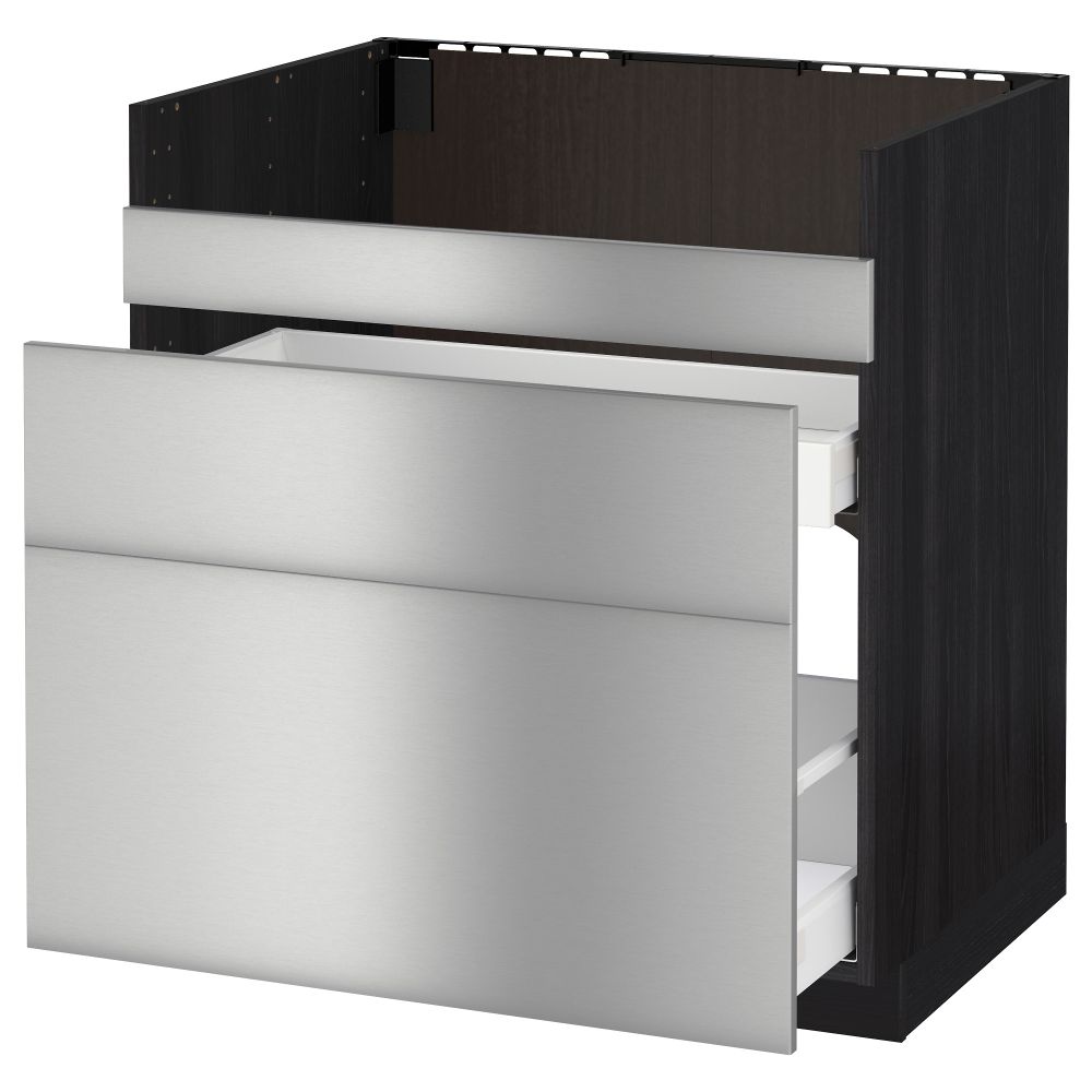Напольный шкаф под мойку ДУМШЁ, 3 фасада, 2 ящика МЕТОД / МАКСИМЕРА, черный, Гревста нержавеющ сталь - схема-чертеж с размерами