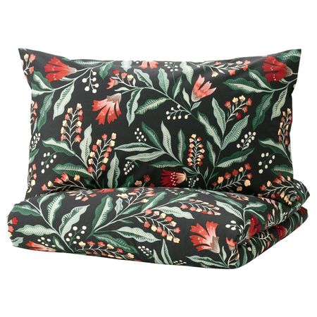 Пододеяльник и наволочка, черный/разноцветный 150x200/50x70 см IKEA SAMMETSBLAD САММЕТСБЛАД 705.116.44