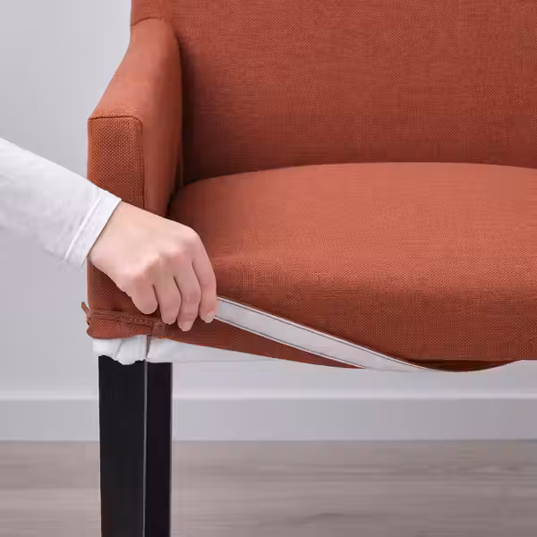 MÅRENÄS МОРЕНЭС Стул с подлокотником - чёрный/Gunnared красно-коричневый - фото 7