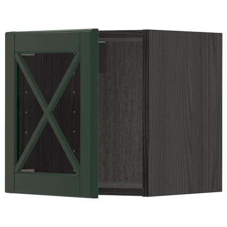 Навесной шкаф со стеклянной дверью, черный/Будбин темно-зеленый 40x40 см IKEA МЕТОД 793.132.20