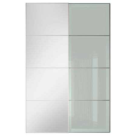 Пара раздвижных дверей АУЛИ / СЭККЕН, зеркальное стекло, матовое стекло