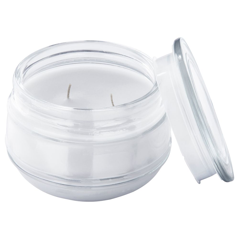 Ароматическая свеча в стакане, 2 фитиля ЛУГГА, Свежее белье, белый (10 см) - фото 1