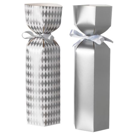Подарочная упаковка для бутылки ВИНТЕР 2018, серебристый/белый (42 см)