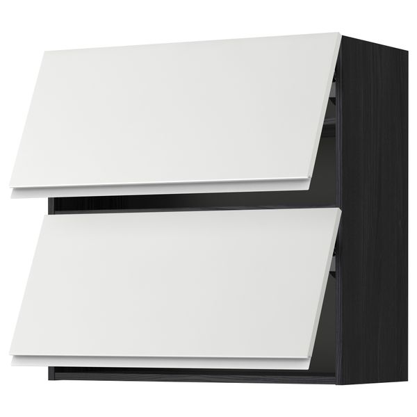 Навесной шкаф, 2 дверцы, горизонтальный МЕТОД, черный, Нодста белый - схема-чертеж с размерами