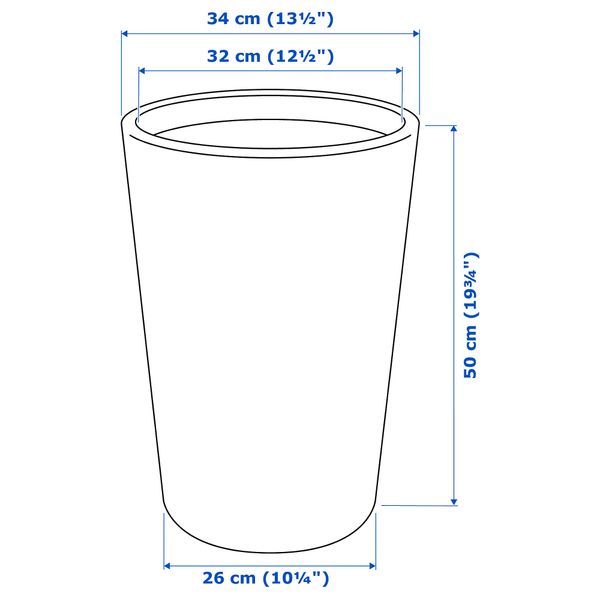 Кашпо ОСТЛИГ, д/дома/улицы красно-коричневый (32 см) - схема-чертеж с размерами