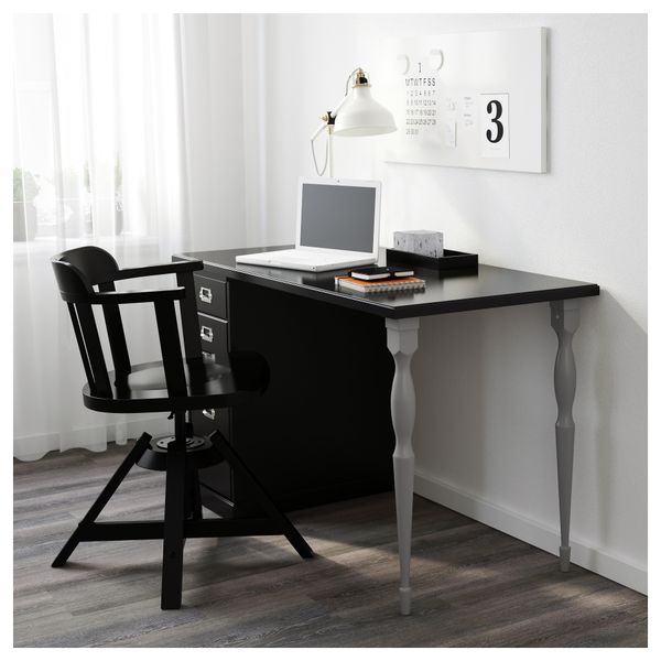 Стол с ящиками КЛИМПЕН / НИПЕН, черный, серый (120x60 см) - фото 2