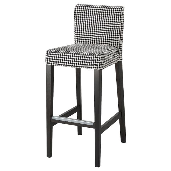 Стул барный, темно-коричневый/Виббербу черный-бежевый 74 см IKEA HENRIKSDAL ХЕНРИКСДАЛЬ 693.372.07 - фото 1