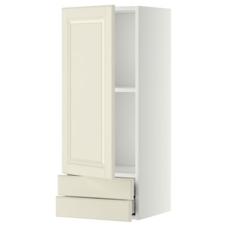 Навесной шкаф с дверцей, 2 ящика МЕТОД / МАКСИМЕРА, белый, Будбин белый с оттенком
