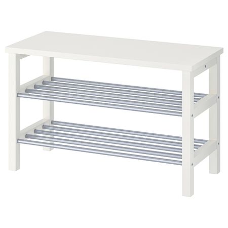 Скамья с полкой для обуви, белый 81x34x50 см IKEA TJUSIG ЧУСИГ 903.889.21