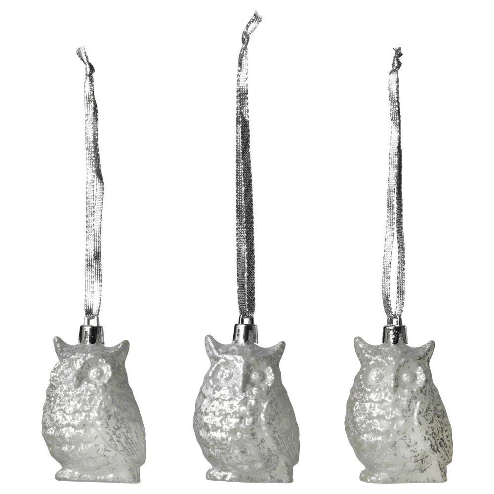 Украшение подвесное ВИНТЕР 2016, сова серебристый - фото 1