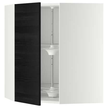 Угловой навесной шкаф с вращающейся секцией МЕТОД, белый, Тингсрид черный