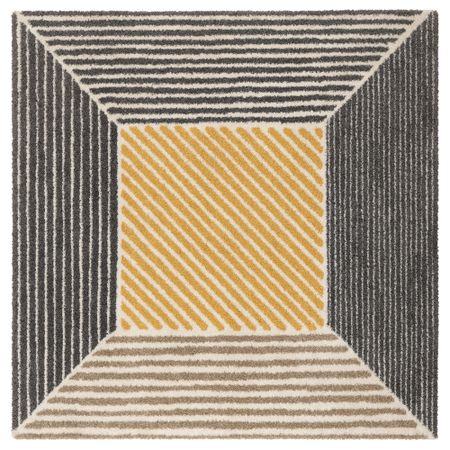 Ковер, длинный ворс БИРКЕТ, желтый, серый (200x200 см)