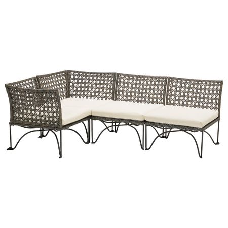 Модульный Угловой 3-местный диван, садовый, темно-серый, Kuddarna бежевый IKEA JUTSTOCKHOLM СТОКГОЛЬМMEN ЮТХОЛЬМЕН 193.851.49