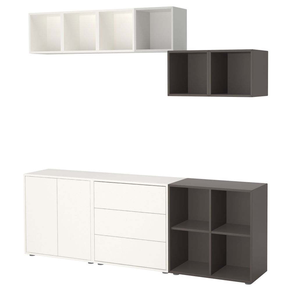 Комбинация шкафов с ножками, 210x35x180 см, белый, светло-серый, темно-серый IKEA EKET ЭКЕТ 191.910.28 - фото 1