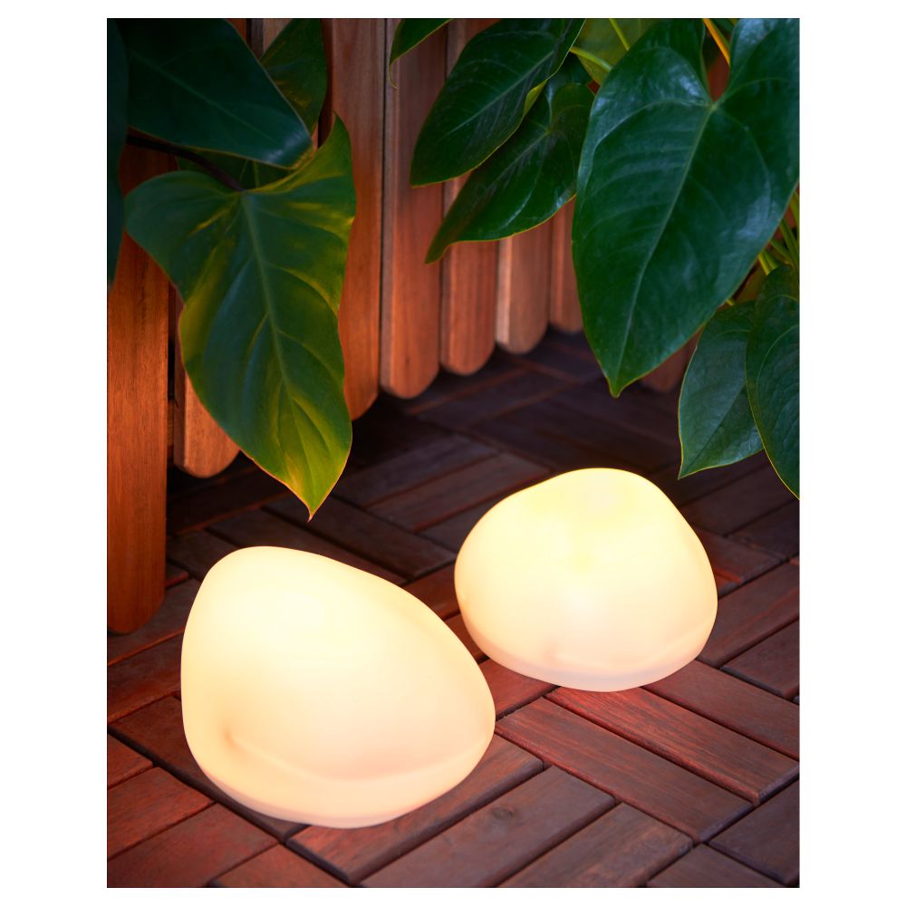 Напольный светодиод светильник, солнечный батарея СОЛВИДЕН, в форме камней серый - фото 1