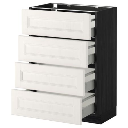 Напольный шкаф 4 фронтальных панели, 4 ящика МЕТОД / МАКСИМЕРА, черный, Лаксарби белый