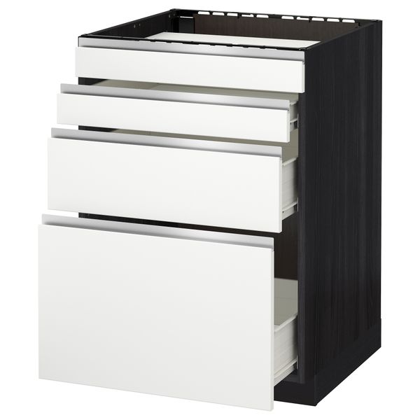 Напольный шкаф для духовки, 4фасада, 3 ящика МЕТОД / ФОРВАРА, черный, Нодста белый - схема-чертеж с размерами