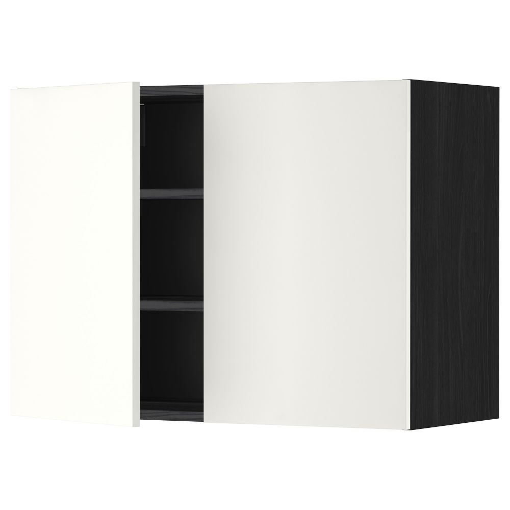 Навесной шкаф с полками, 2 дверцы МЕТОД, черный, Хэггеби белый - схема-чертеж с размерами