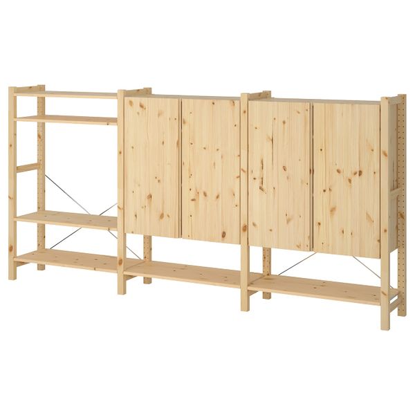 3 секции, полки/шкаф, сосна 259x30x124 см IKEA IVAR ИВАР 592.483.82 - фото 1