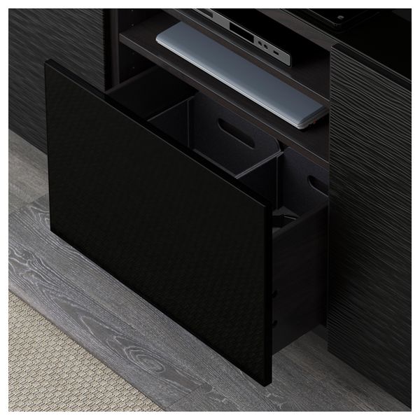 Тумба под ТВ БЕСТО, Лаксвикен черный, Сельсвикен глянцевый/черный (180x40x74 см) - фото 3