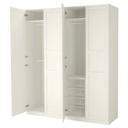 Гардероб ПАКС, белый, Тисседаль белый (200x60x236 см)