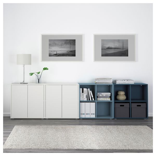 Комбинация шкафов с ножками ЭКЕТ, белый/голубой, темно-синий (280x35x72 см) - фото 2