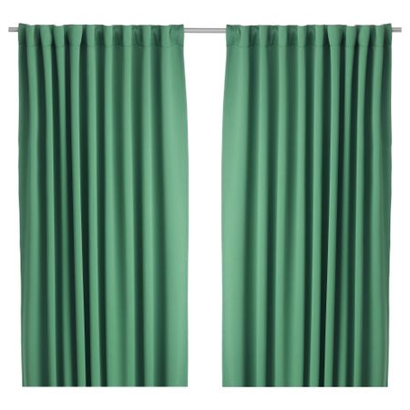 Гардины, блокирующие свет, 1 пара ВЕРНА, зеленый (145x300 см)