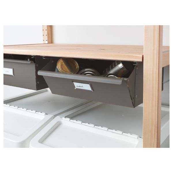 1 секция, полки/ящики ИВАР, сосна, серый (89x50x179 см) - фото 4