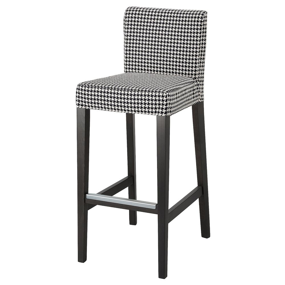 Стул барный, темно-коричневый/Виббербу черный-бежевый 74 см IKEA HENRIKSDAL ХЕНРИКСДАЛЬ 693.372.07 - фото 1