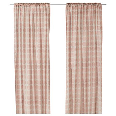 Гардины, 1 пара АННАМЭРТА, бежевый, точечный круги (145x270 см)