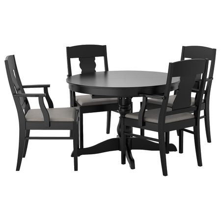 Стол и 4 стула, черный, 100/155 см IKEA ИНГАТОРП / ИНГАТОРП 092.522.01