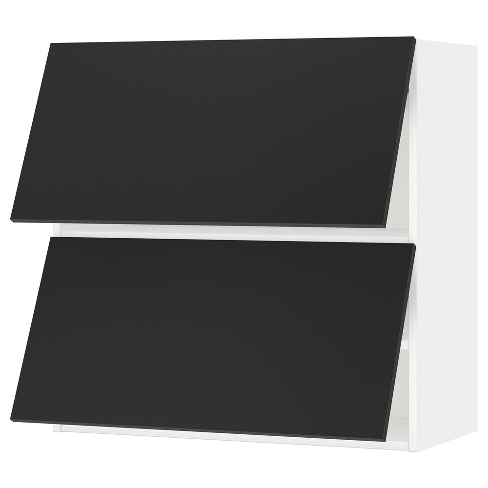 Навесной шкаф, 2 дверцы, горизонтал, белый/Юдевалла антрацит 80x80 см IKEA METOD МЕТОД 193.917.01 - схема-чертеж с размерами