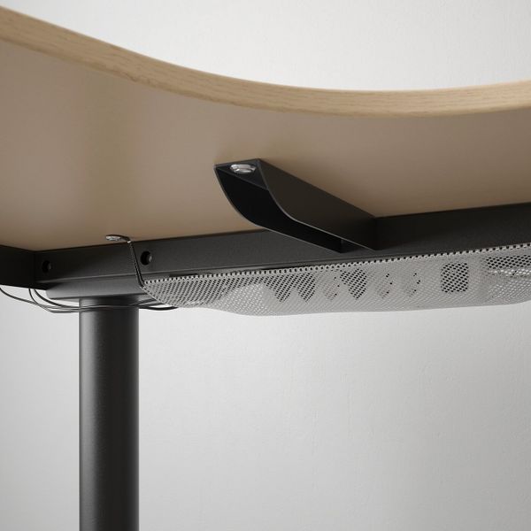 Угловой письменный стол лев/трансф, дубовый шпон, беленый/черный 160x110 см IKEA BEKANT БЕКАНТ 392.822.68 - фото 4