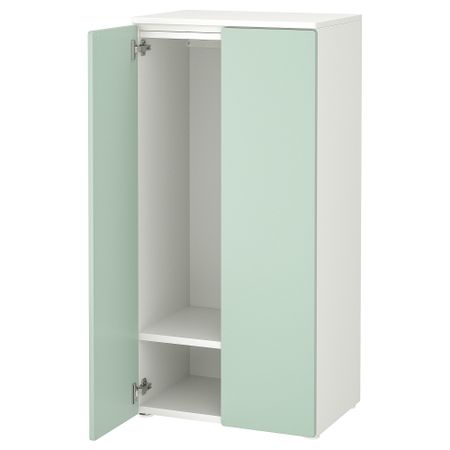 Гардероб, белый, светло-зеленый, 60x42x123 см IKEA PLATSA ПЛАТСАA ПЛАТСА, SMÅSTAD СМОСТАД 095.489.53