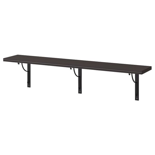 Полка навесная, коричнево-чёрный, черный, 120x20 см IKEA БЕРГСХУЛЬТ / ЭКБИ ХОЛЬ 792.907.80 - фото 1