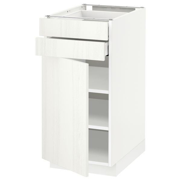 Напольный шкаф с дверцей, 2 ящиками МЕТОД / МАКСИМЕРА, белый, Росдаль белый - схема-чертеж с размерами