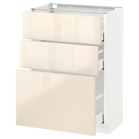 Напольный шкаф с 3 ящиками МЕТОД / МАКСИМЕРА, белый, Рингульт кремовый