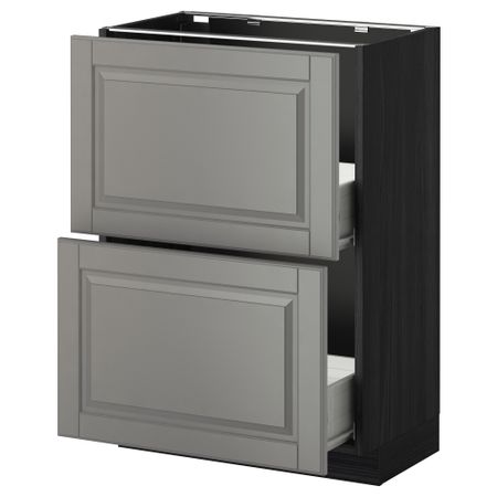 Напольный шкаф с 2 ящиками МЕТОД / ФОРВАРА, черный, Будбин серый