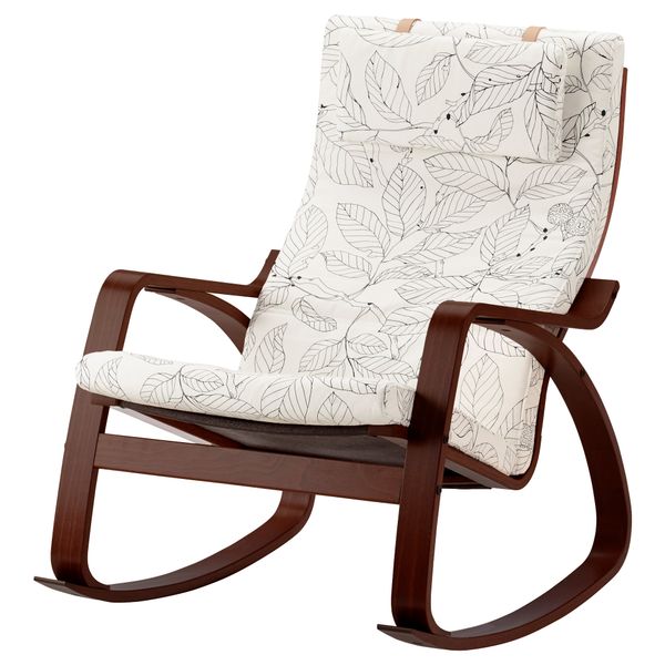 Кресло-качалка ПОЭНГ, классический коричневый, Висланда черный/белый - фото 1