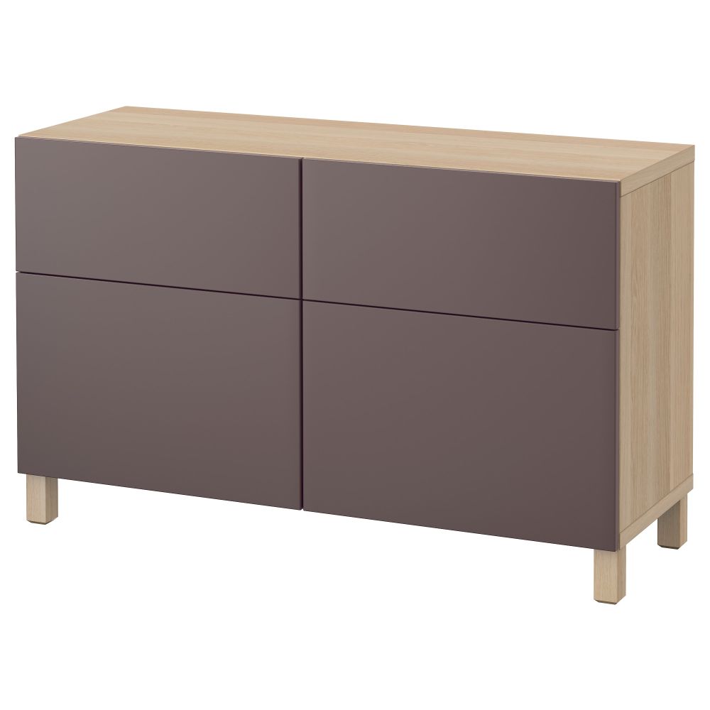 Комбинация для хранения с дверцами, ящиками БЕСТО, под беленый дуб, Вальвикен темно-коричневый (120x40x74 см) - фото 1