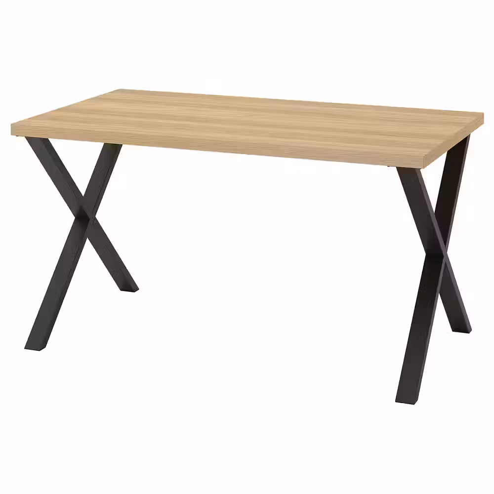 SKÅLSTA СКОЛСТА Стол - под дуб/в форме буквы Х черно-серый 140x80 см - фото 1