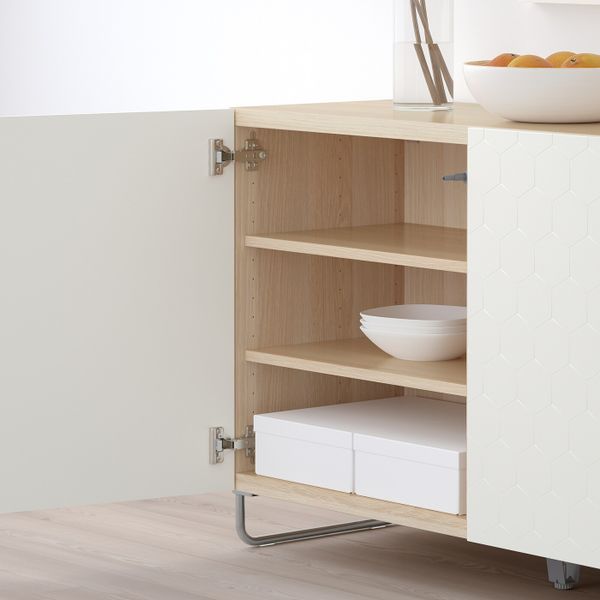 Комбинация для хранения с дверцами, под беленый дуб/вассвикен/суларп белый 120x40x74 см IKEA БЕСТО 092.669.48 - фото 4