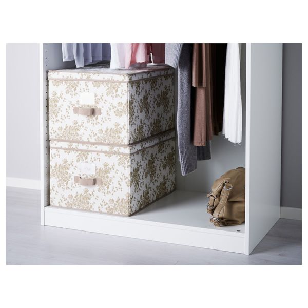 Коробка с крышкой, бежевый, белый цветок, 42x56x32 см IKEA ГАРНИТУР 203.805.13 - фото 3