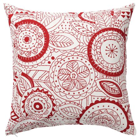 Чехол на подушку, белый, красный, 50x50 см IKEA ВИНТЕР 2019 804.473.89