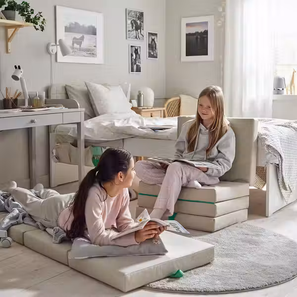 SLÄKT Пуф/матрас, складной - Vissle бежевый/зеленый - фото 2