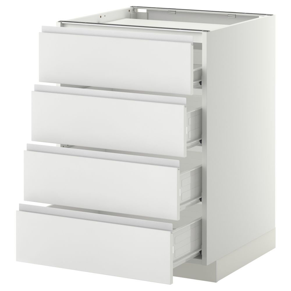 Напольный шкаф, 4 фронтальных панели, 4 ящика МЕТОД / ФОРВАРА, белый, Нодста белый - фото 1