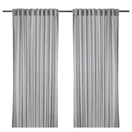 Гардины, 1 пара ГУЛЬСПОРРЕ, белый, серый (145x300 см)