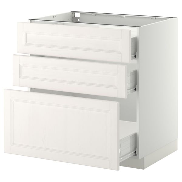 Напольный шкаф с 3 ящиками МЕТОД / ФОРВАРА, белый, Лаксарби белый - схема-чертеж с размерами