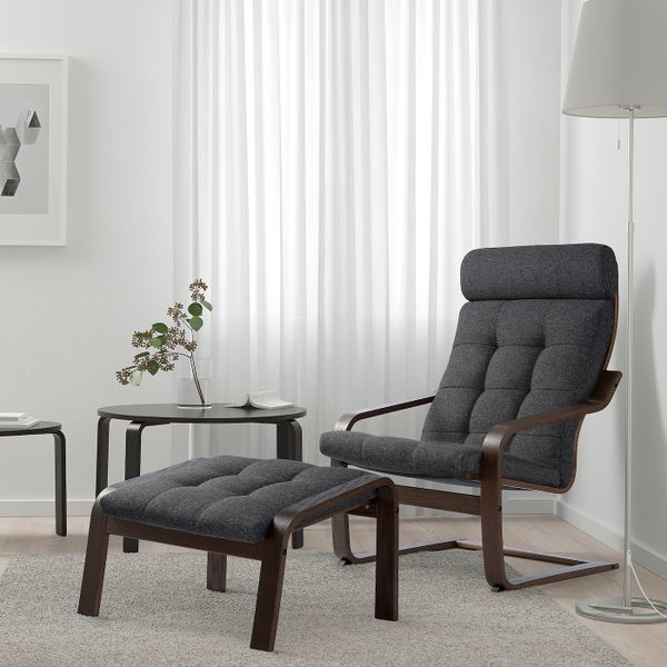 Табурет для ног, коричневый/Гуннаред темно-серый IKEA POÄNG ПОЭНГ 994.372.29 - фото 3