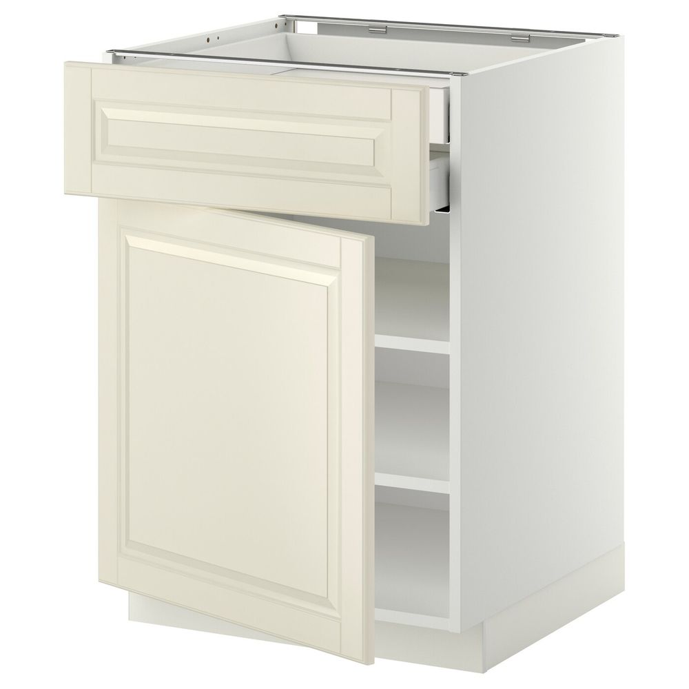 Напольный шкаф дверцы/фр панель/плк/2 низких ящ, белый/Будбин белый с оттенком 60x60 см IKEA METOD МЕТОД 292.321.08 - схема-чертеж с размерами